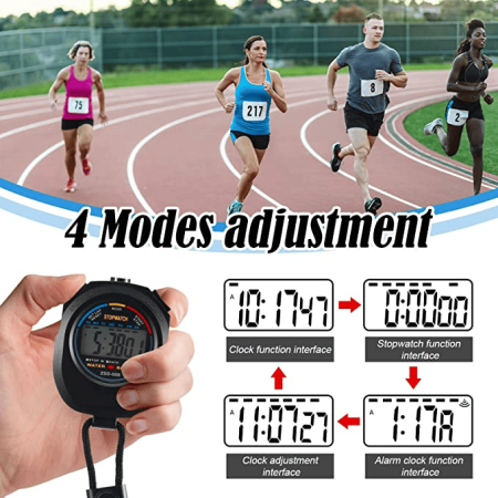2PCS SET Digital Stopwatch Sports Counter Chronograph Date Timer