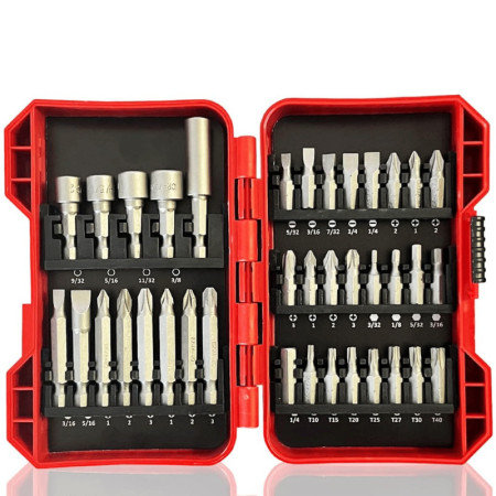 37 Piece Impact Screwdriver Bit Set Nut Driver Torx Phillips Tool