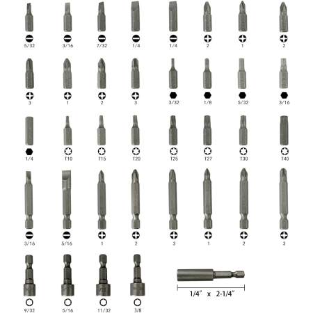 37 Piece Impact Screwdriver Bit Set Nut Driver Torx Phillips Tool