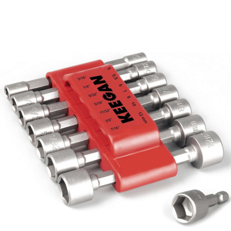 14 PCS Power Nut Driver Bit Set Quick Change MM & SAE Impact 1/4" Hex Shank USA