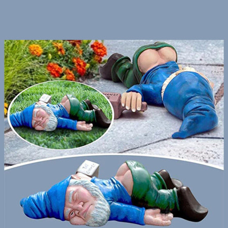 Drunk Dwarf Garden Gnome Decoration Drunken Ornament Decor Yard Patio Lawn US