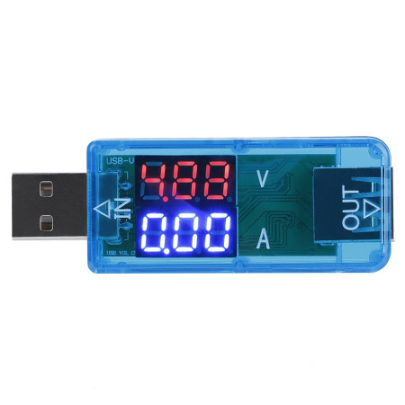 USB Color LCD Voltmeter Ammeter Current Meter Multimeter Charger (Blue)