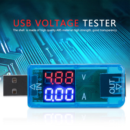 USB Color LCD Voltmeter Ammeter Current Meter Multimeter Charger (Blue)