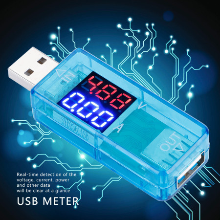 USB Color LCD Voltmeter Ammeter Multimeter - Real-time USB Tester (Blue)