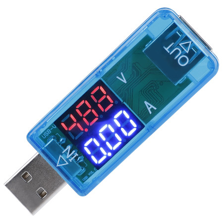 USB Color LCD Voltmeter Ammeter Multimeter - Real-time USB Tester (Blue)