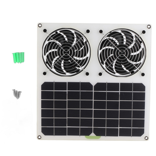 Solar Panel Powered 12-inch Dual Fan - 100W Waterproof Solution