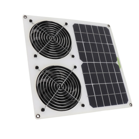 100W Solar Panel Powered Dual Fan - Waterproof & Efficient Ventilation