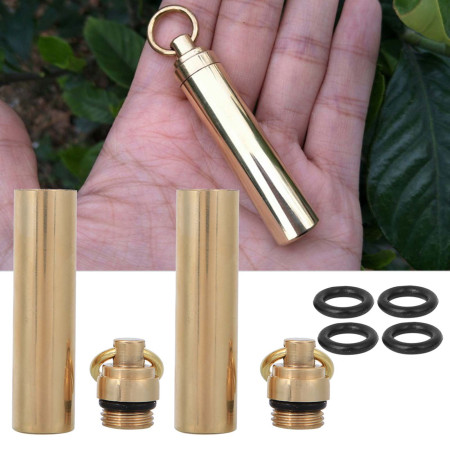 2Pcs Outdoor Survival EDC Waterproof Brass Mini Pill Container