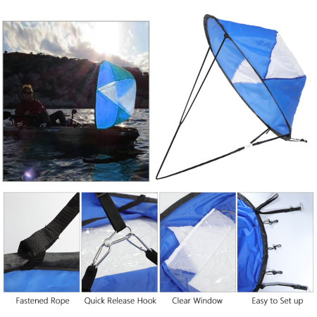 108 cm Foldable Transparent Window Canoe Sail - Blue & White