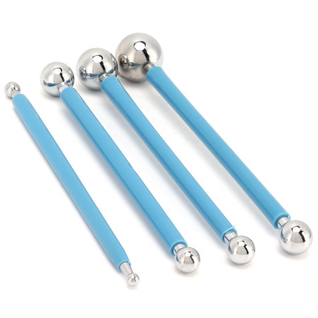 4Pcs Metal Ball Sculpting Fondant Tools - Perfect for Cake Decorating