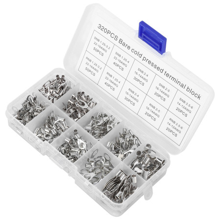 320Pcs Non Insulated Copper Ring & Fork Terminals Kit - Reliable Wire Connectors