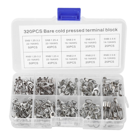 320Pcs Non Insulated Copper Ring & Fork Terminals Kit - Reliable Wire Connectors