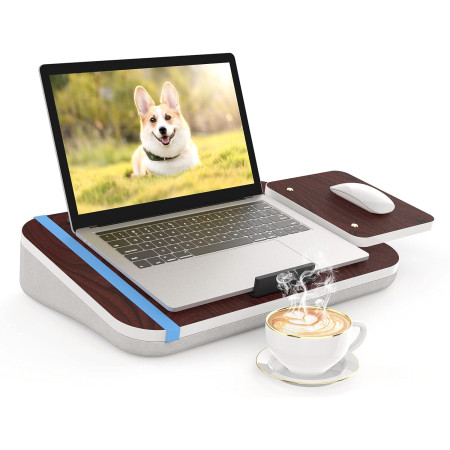 Lap Desk with Cushion, Tablet Holder & Detachable Mouse Tray - Fits Laptops Up to 16.1"