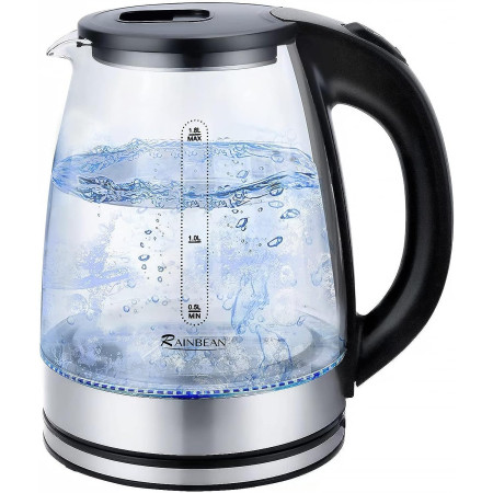 Electric Kettle Water Boiler, 1.8L Electric Tea Kettle, Glass Black with LED Light