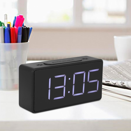 Simple Black LED Alarm Clock for Students & Home | Snooze Function