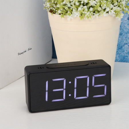 Simple Black LED Alarm Clock for Students & Home | Snooze Function