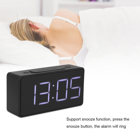 Simple Black LED Alarm Clock for Students & Home | Snooze Function